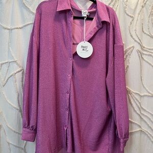 Princess Polly Pink Shimmer Shirt Dress NWT